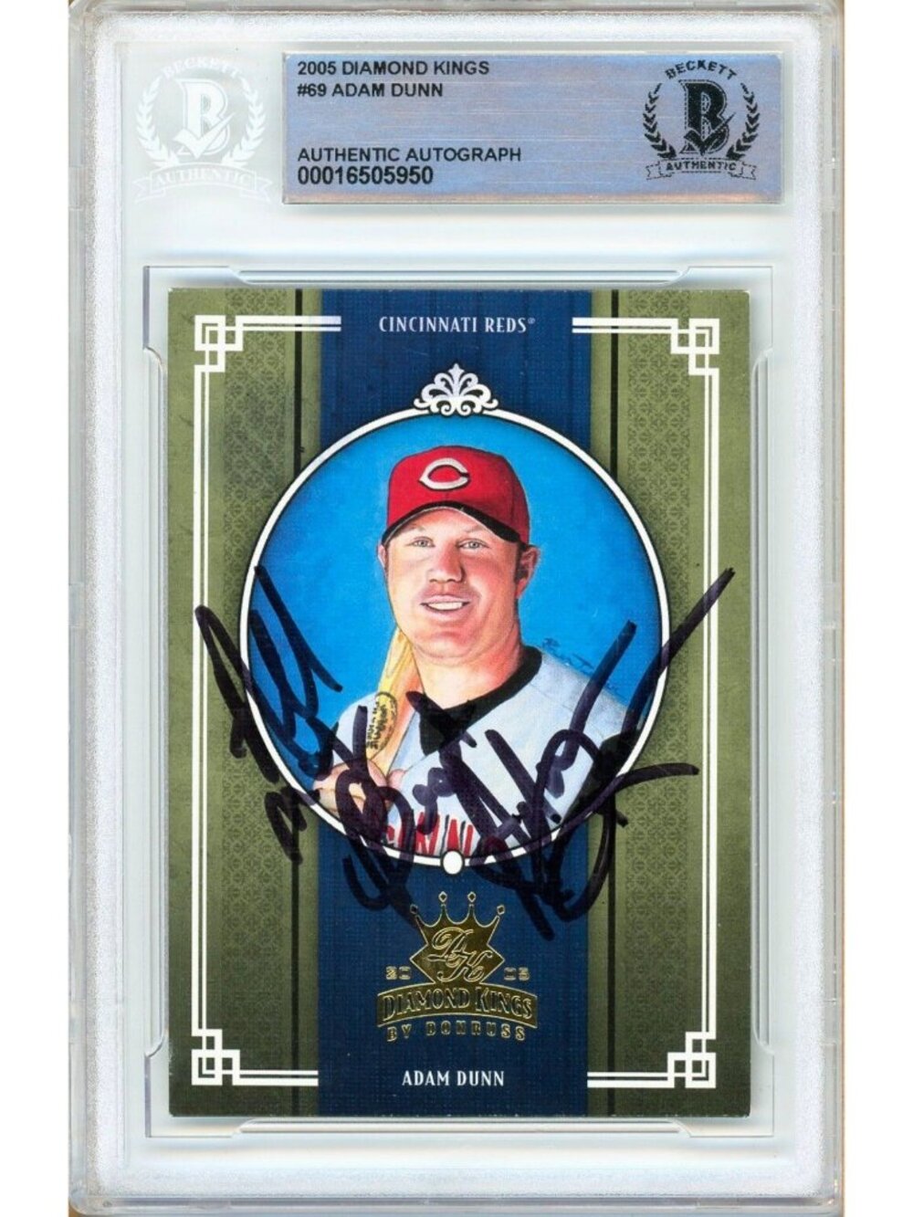 Adam Dunn Signed 2005 Diamond Kings #69 Cincinnati Reds Slabbed